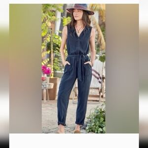 Sundance Cloth & Stone Navy Odette Sleeveless Jumpsuit Size L